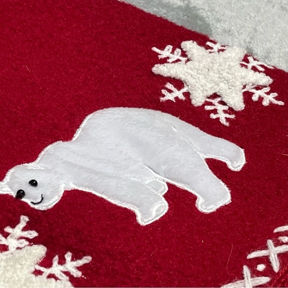 Lisa International Boiled Wool Red Vest Large Polar Bear Snowflake Embellished - Picture 11 of 16